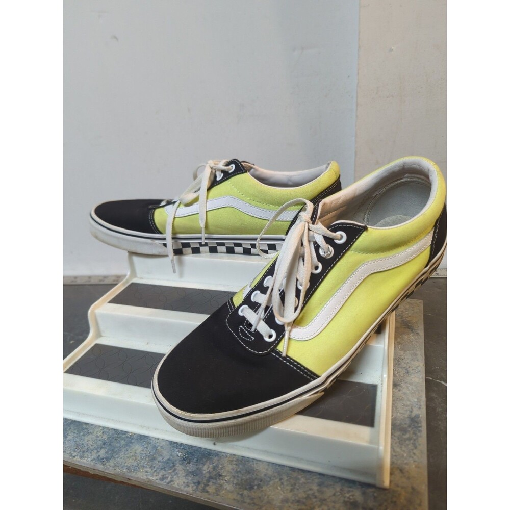 Vintage Vans Tennis Shoe Size 1Men’s US Checkered Sole W/ Lime Green/Yellow